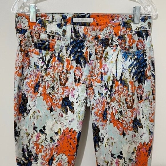 7 For All Mankind The Ankle Skinny Jeans In Floral Haze Print - Picture 3 of 7